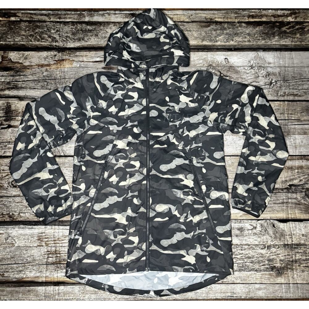 Nike Womens Windbreaker Full Zip Jacket Camo Track & Field Hoodie Medium 687611